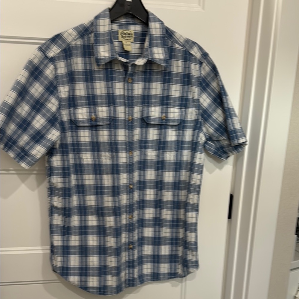 Blue and White Casual Checkered Button Down Shirt